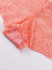 6pcs Floral Lace Boyshort Panties Soft & Comfortable Women's Lingerie
