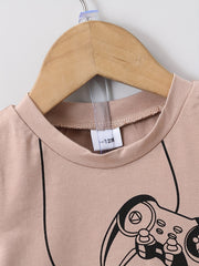 2pcs Baby Boys Gamepad Graphic T shirt & Shorts Set