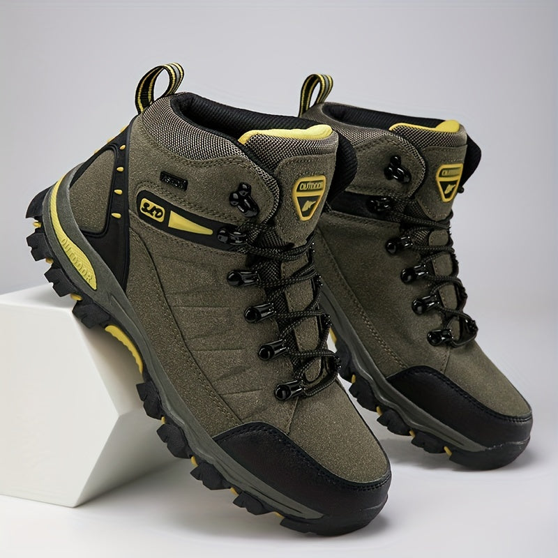 Men's High Top Hiking Boots Lace Up Durable Non Slip Outdoor Shoes