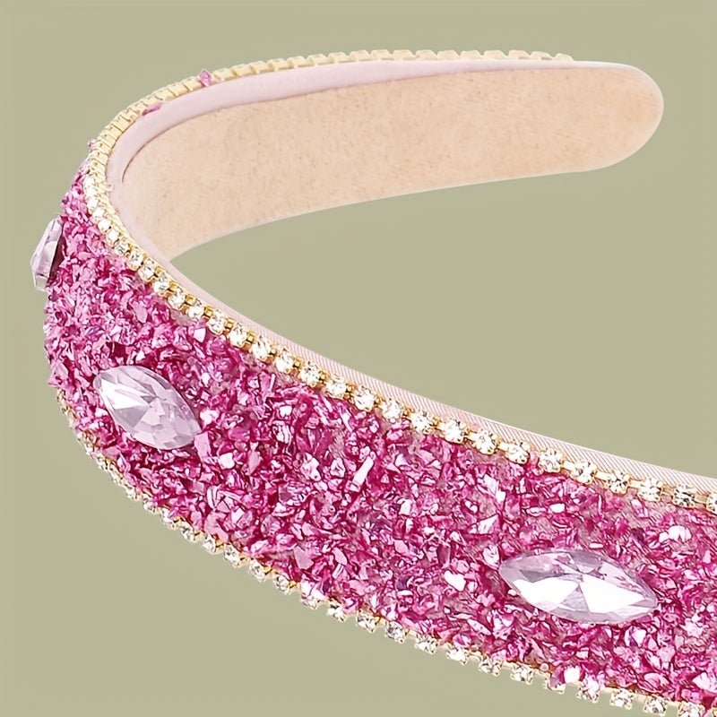 Baroque Rhinestone Headband Glitter Head Hoop Colorful Headdress