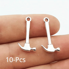 10pcs Mini Tool Serrated Wrench Hammer Head Pendant DIY Jewelry Making