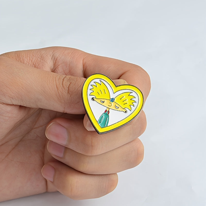 Heart Shaped Boy Brooch Cartoon Design
