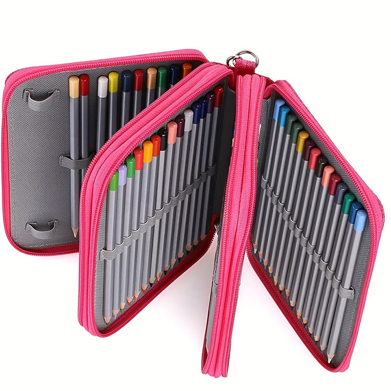 72-Slot Zippered Canvas Pencil Case for Students