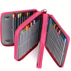 72-Slot Zippered Canvas Pencil Case for Students