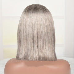 180 Density Ash Blonde Bob Lace Front Wig Human Hair