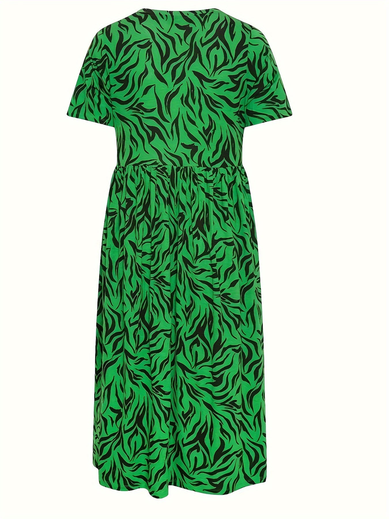  Allover Print Short Sleeve Round Neck Dress