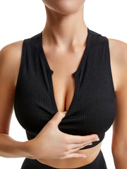 3 Ribbed Wireless Sports Bras Comfy & Breathable Running Workout Tank Bra