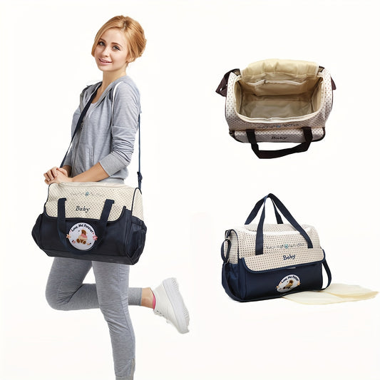 Functional Large Capacity Mommy Tote Bag Lightweight Polyester Diaper Bag