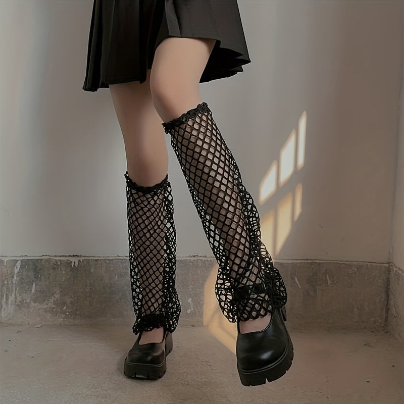 Hollow Out Fishnet Leg Warmers Knee High Socks