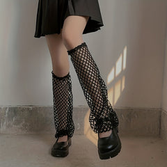 Hollow Out Fishnet Leg Warmers Knee High Socks