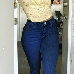  Womens Button Fly Stretch Skinny Jeans