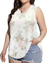  Floral Print V Neck Tank Top
