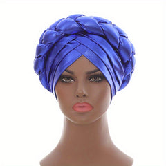Hot Stamping Turbans Three Layer Bright Head Wraps Twist Braid Bonnet
