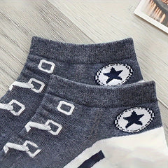 Canvas Shoes Print Ankle Socks Women's Stockings