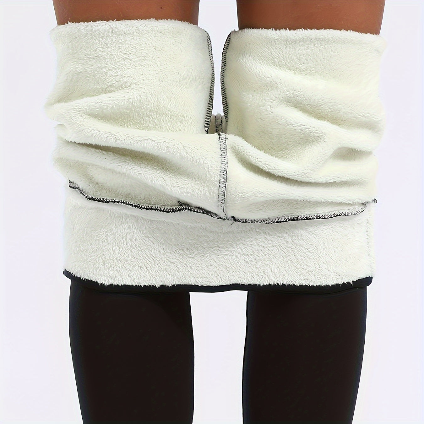 Plush Lined Opaque High Waist Thermal Leggings Women's Stockings