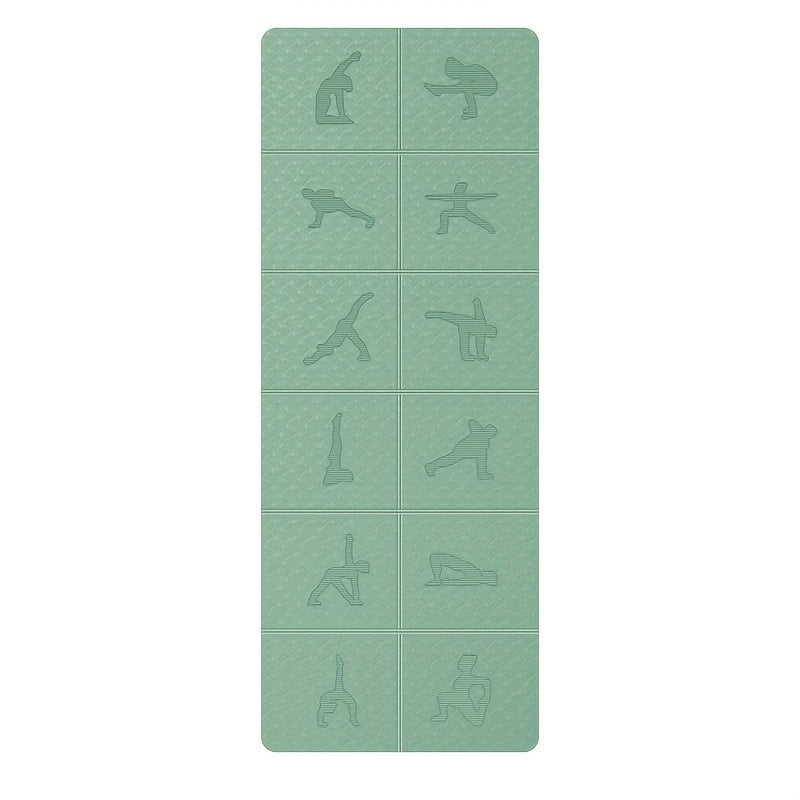 Foldable TPE Yoga Mat With Guide Lines Lightweight Portable Non Slip Pilates Mat