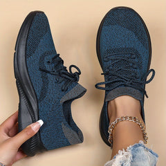 Women's Breathable Woven Sneakers Lightweight Lace Up Shoes