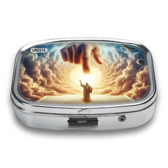 Devout Worship Metal Medicine Box 2 Compartment Square Mini Portable Travel Pock