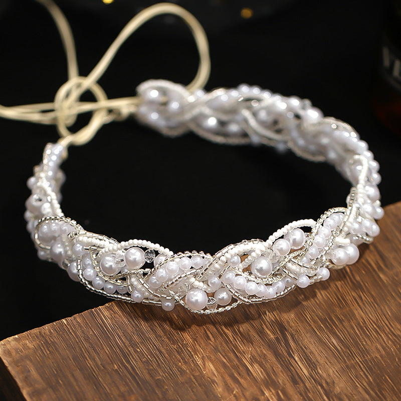 Bride Faux Pearl Hairband Crystal Headband Wedding Headdress Hair Accessories
