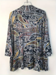  Paisley Print Ruffle Trim Cardigan