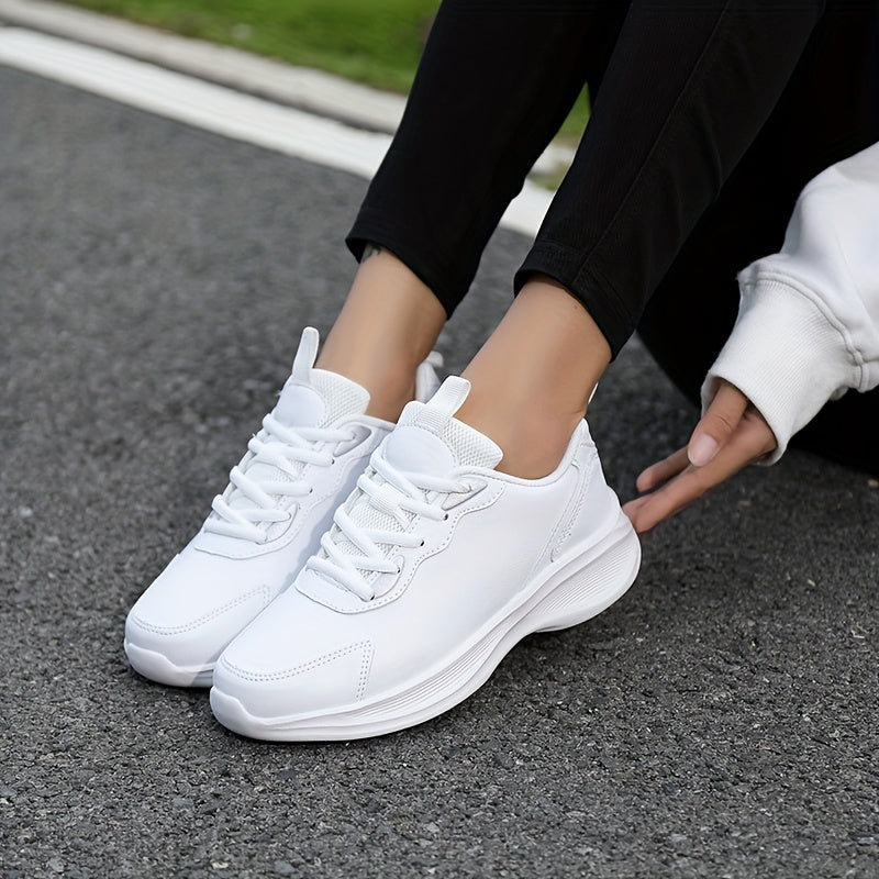 Women's Faux Leather Running Shoes Non Slip Sneakers