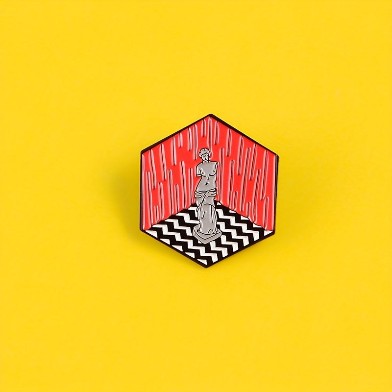 Severed Arm Plaster Figure Hexagonal Brooch Lapel