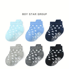 6 Pairs Star Knit Ankle Socks Soft Breathable Cotton Socks for Kids