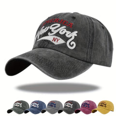 York Embroidered Baseball Cap Vintage Distressed Sun Hat