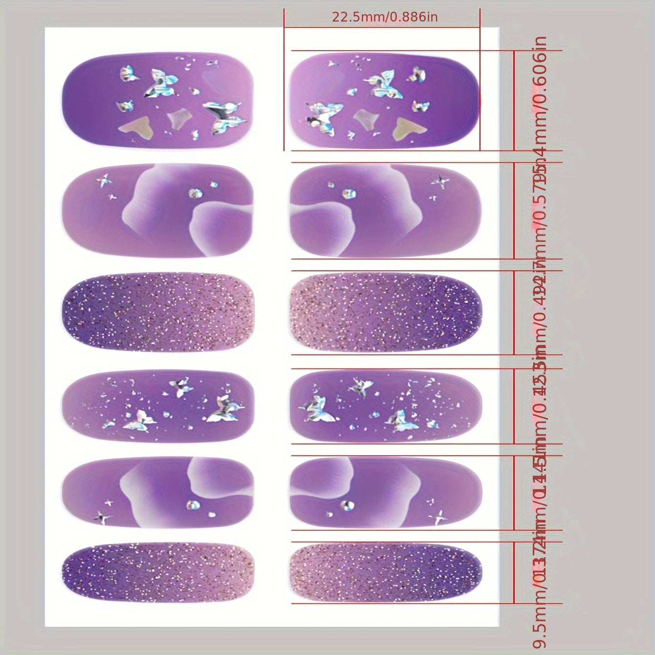 Butterfly Nail Art Stickers Self Adhesive Full Wrap Gel Nail Strips