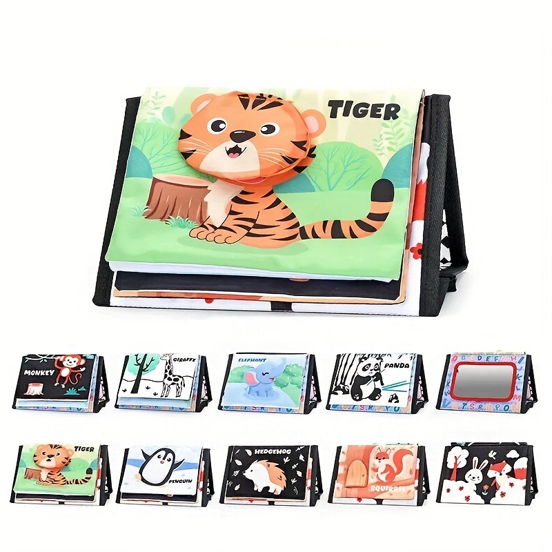 3D Toddler Book with Hanging Mirror & Interactive Sound - Durable Fabric Toy