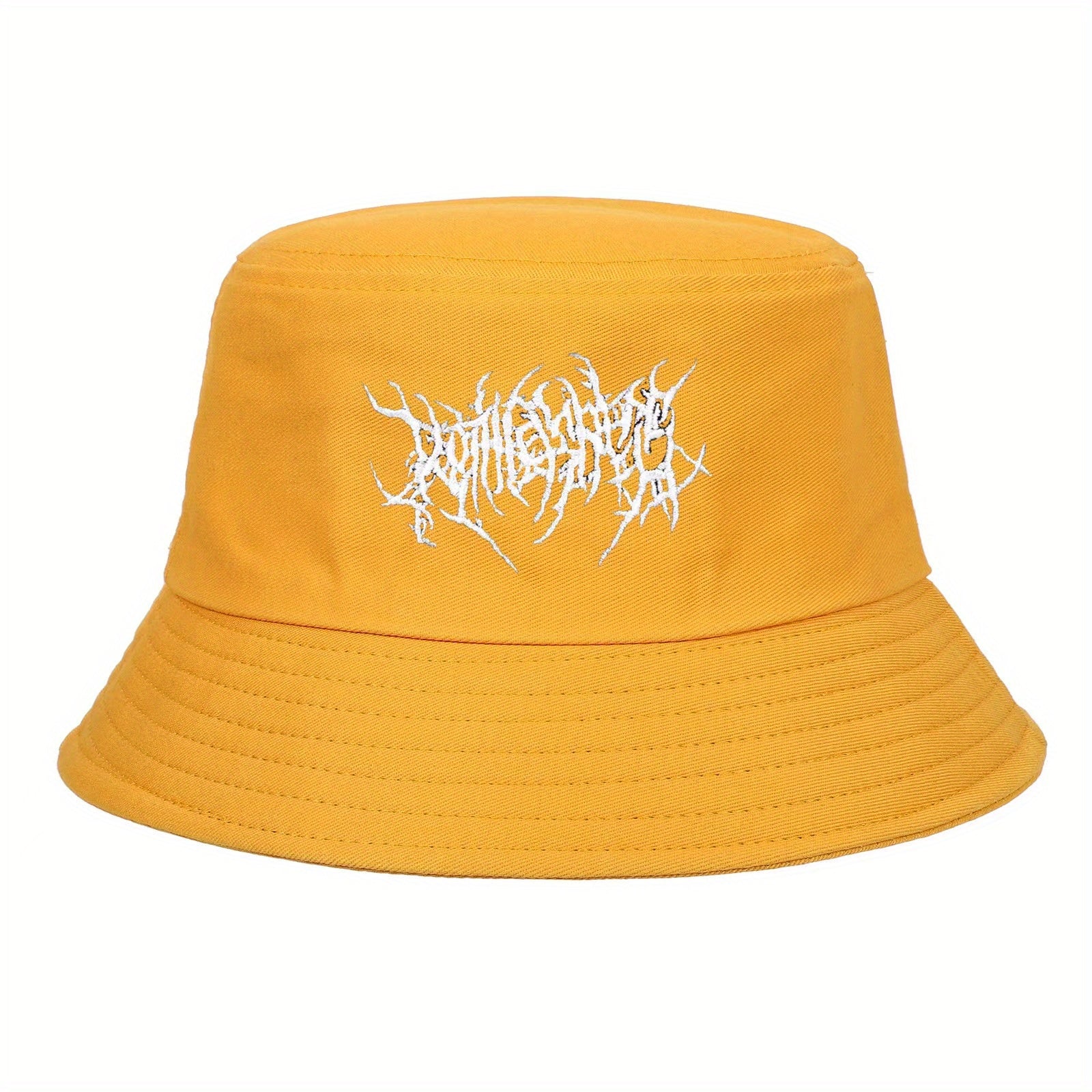 Gothic Embroidery Cotton Bucket Hat Unisex Lightweight Sunshade