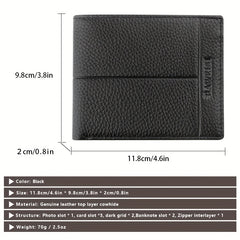 Men's Soft Leather Wallet With Zipper Bifold Card Holder