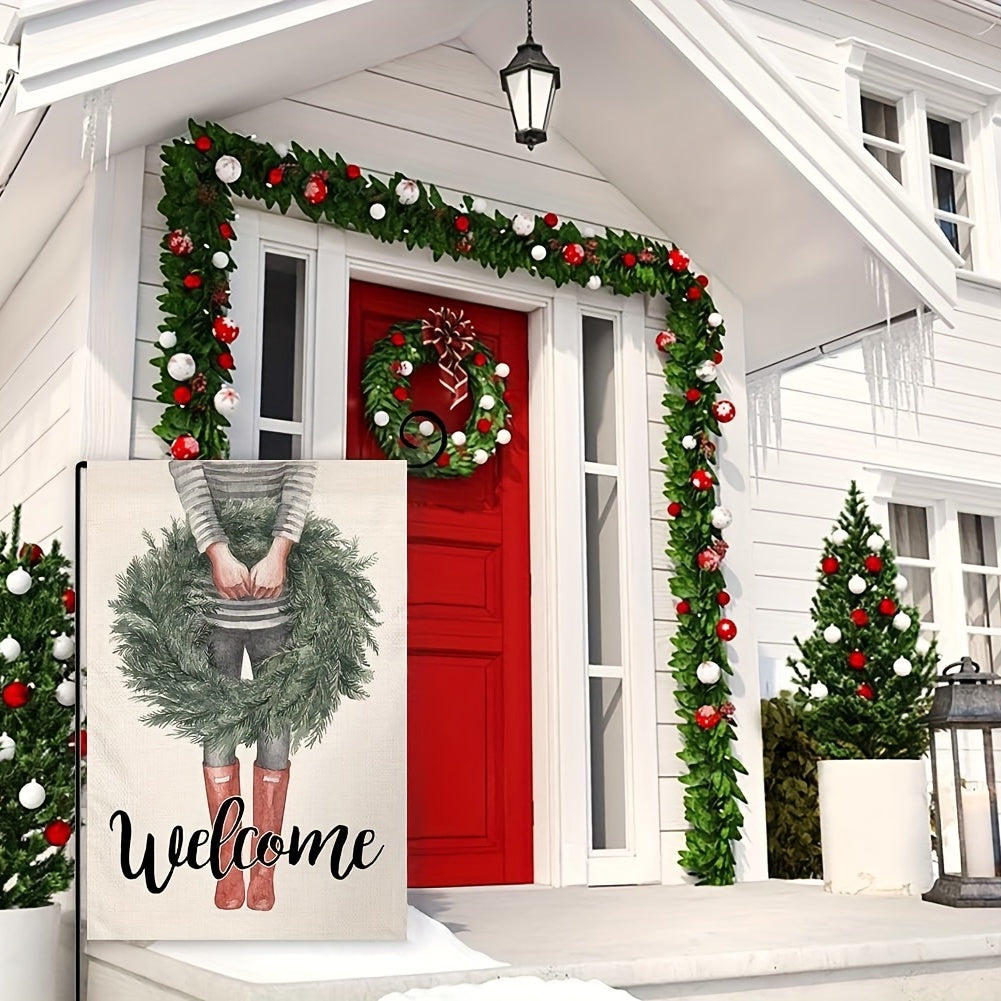 Christmas Wreath Small Garden Flag 30 48x45 72 Cm Vertical Double Sided
