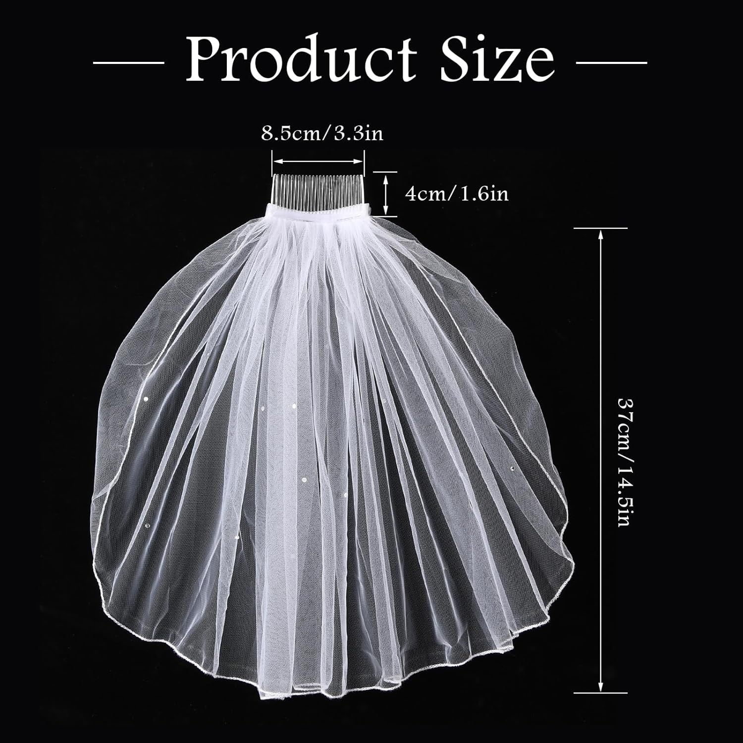 Short Bridal Veil with Satin Edge and Comb - Wedding Accessory