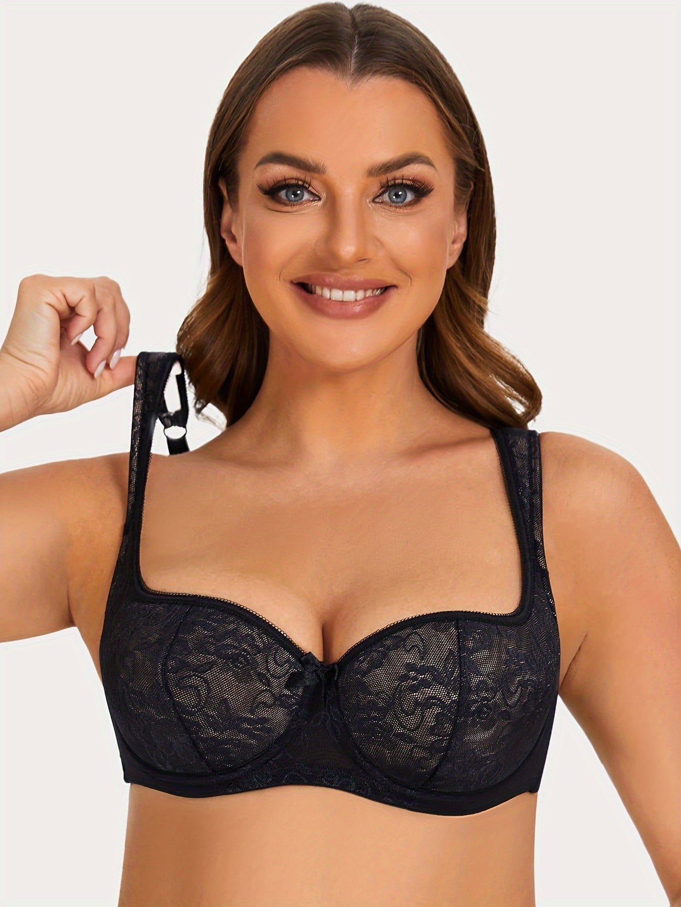 Floral Lace Underwire Balconette Bra