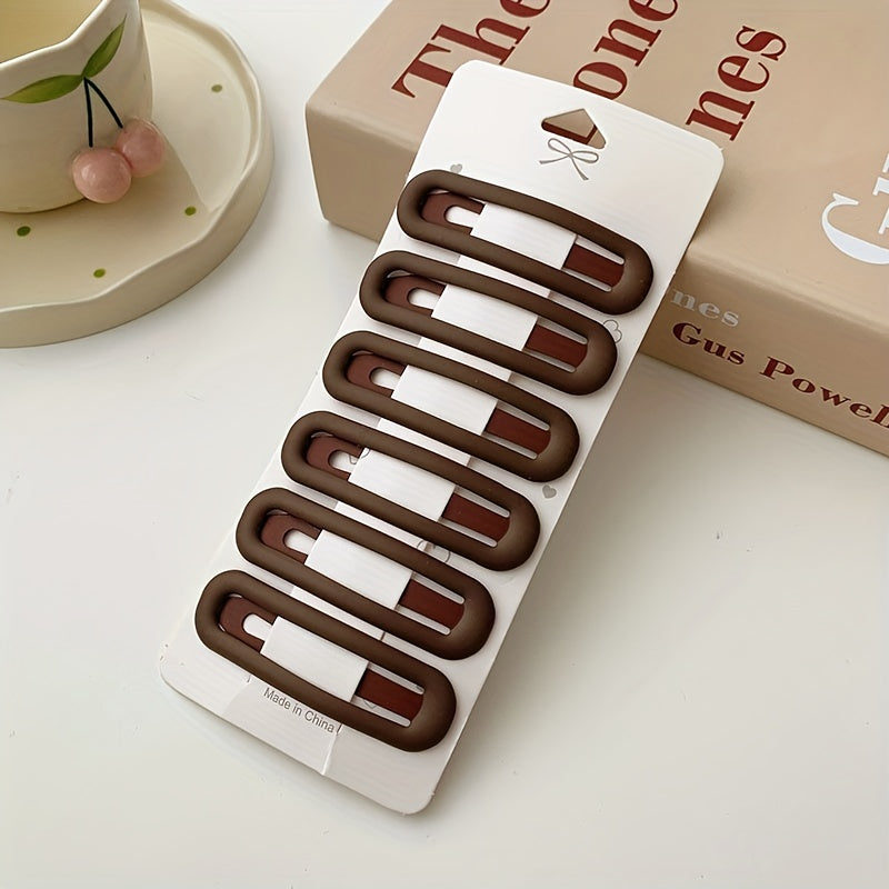 6pcs Solid Hair Clip Female Side Clip Bangs Clip Back Head Non slip Clip