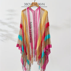 Rainbow Striped Hollowed Out Sunscreen Cardigan Cape