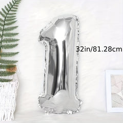 32 inch Silvery 0 9 Number Birthday Party Balloons Decoration Balloon Set