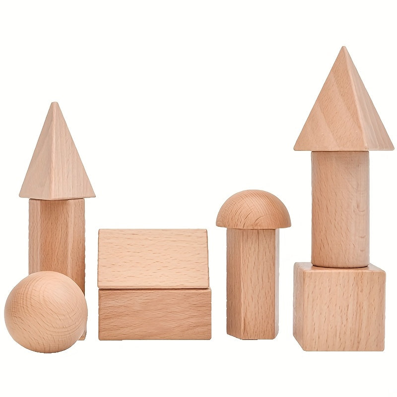 Kids' Geometric Toy Math Teaching Tools Shape Blocks Wooden Building Blocks