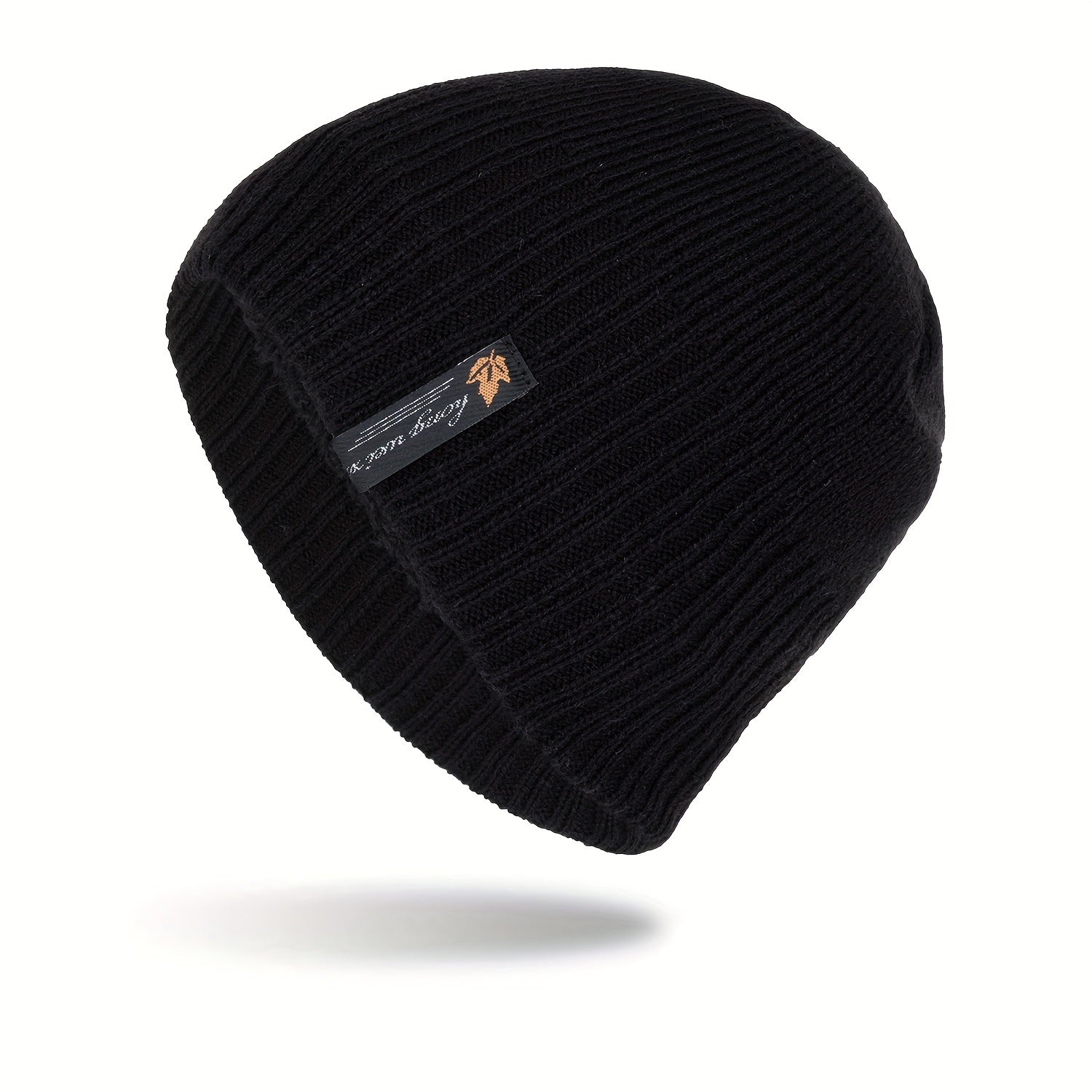 Yellow Leaf Winter Knitted Beanie Hat Plus Velvet Warm Outdoor Short Hat