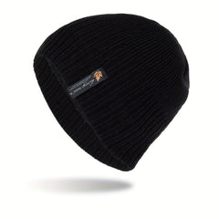 Yellow Leaf Winter Knitted Beanie Hat Plus Velvet Warm Outdoor Short Hat