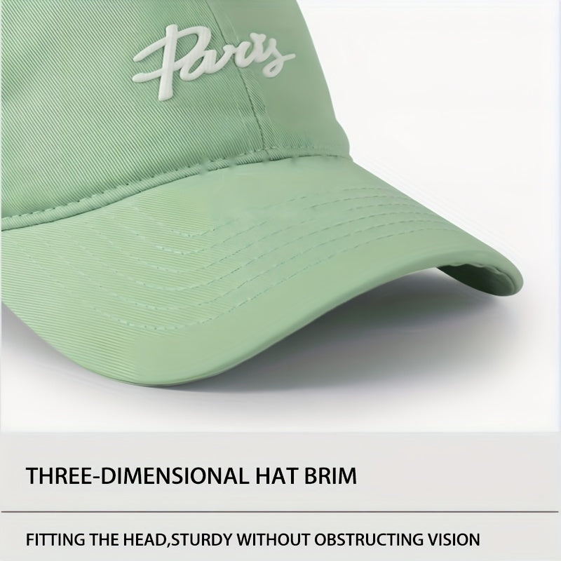 Letter Patch Baseball Cap Mint Green Lightweight Casual Sun Hat