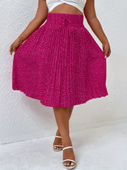  Dot Print High Rise Pleated Skirt