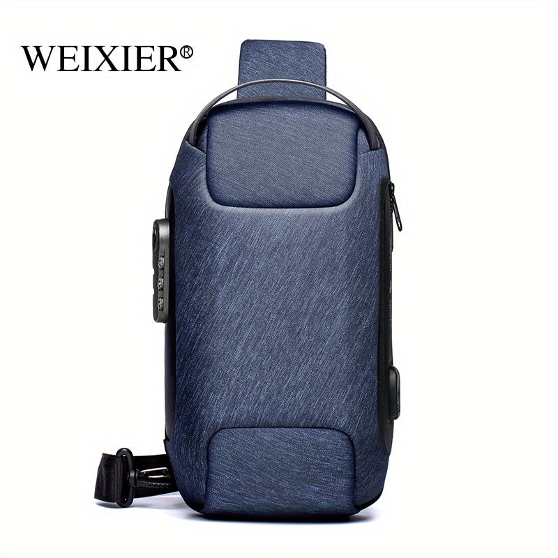 WEIXIER Men's Waterproof Waist Bag USB Charging Lock Gift For Father