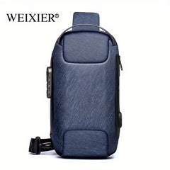 WEIXIER Men's Waterproof Waist Bag USB Charging Lock Gift For Father