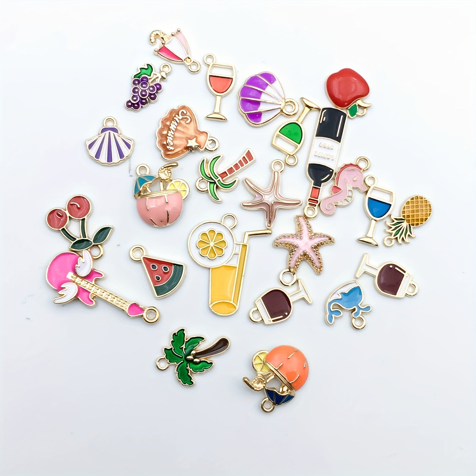 24pcs Enamel Dripping Oil Charms for DIY Jewelry