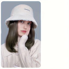 Women's Winter Lamb Wool Bucket Hat Faux Fur Fisherman Hats