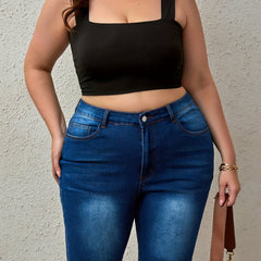 Women's Plus Washed High Rise Frayed Denim Shorts