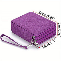 72-Slot Zippered Canvas Pencil Case for Students