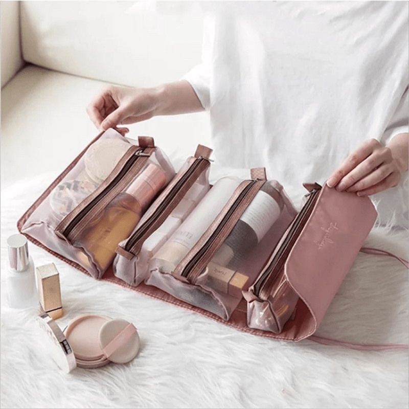 Portable Large Makeup Bag 4 In 1 Removable With Zipper